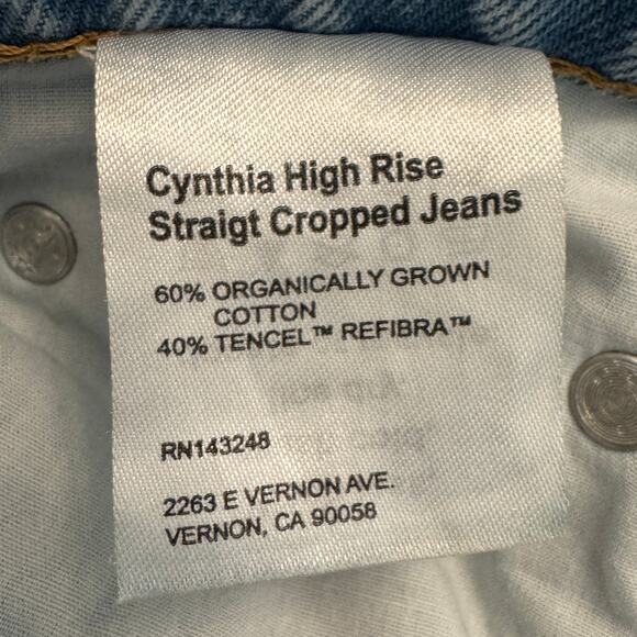 Reformation Cynthia High Rise Straight Cropped Jeans Tahoe Destroyed - Picture 5 of 8